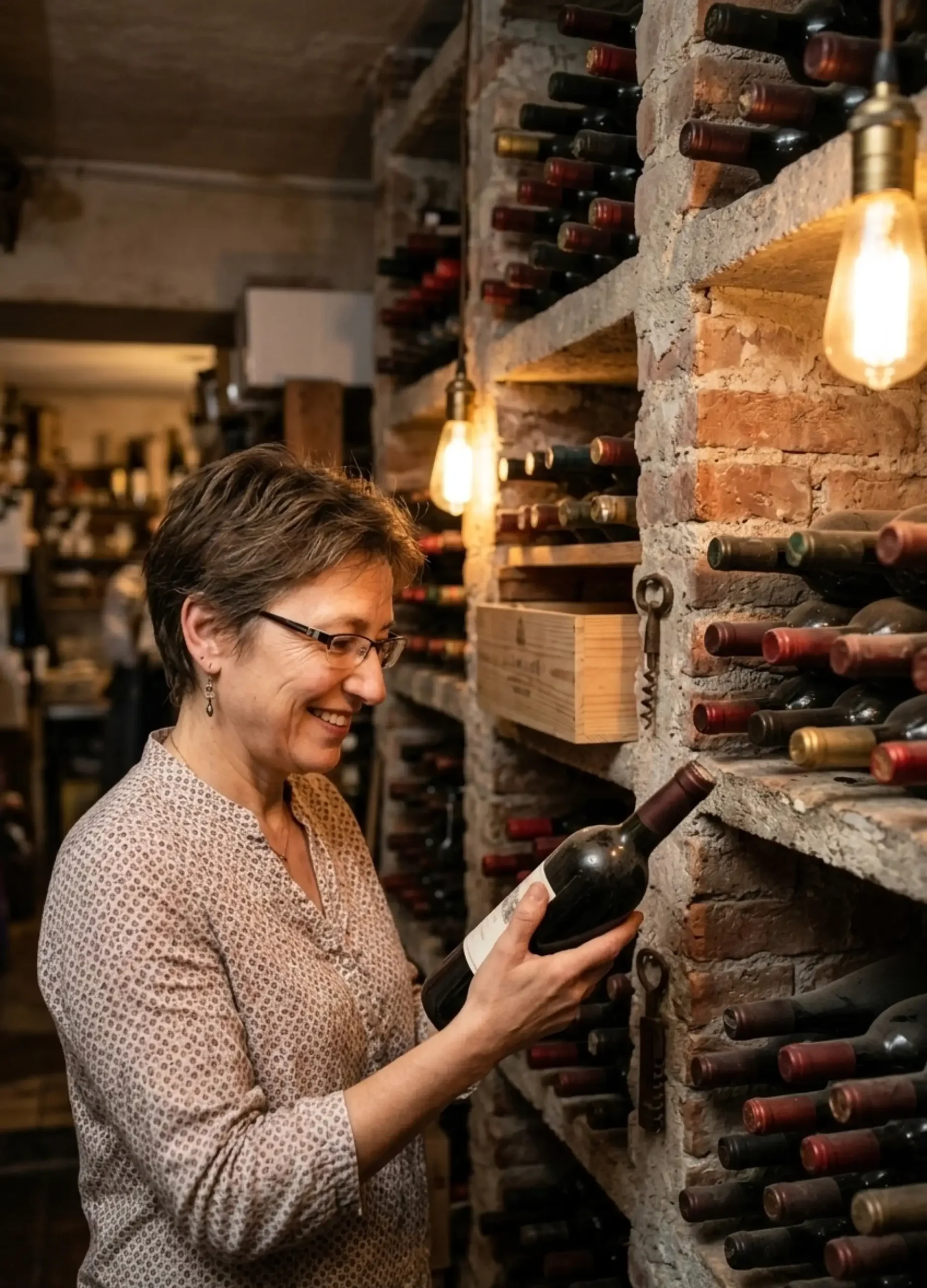 Retrato de Laura Aznar, sumiller y catadora, entre vinedos al atardecer